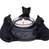Familiar Trio Tea Light Holder 10cm Cats Every Day Is Halloween