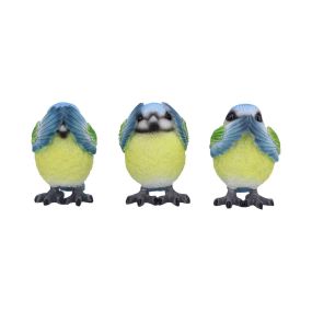 Three Wise Blue Tits 8cm Animals Last Chance to Buy