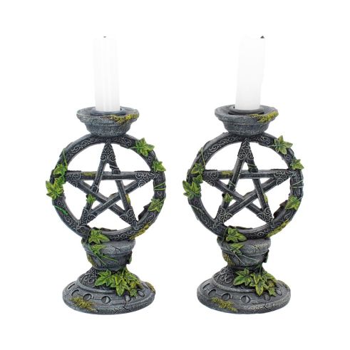 Wiccan Pentagram Candlesticks 15cm (Set of 2) Witchcraft & Wiccan NEMESIS NOW | EASTER SALE