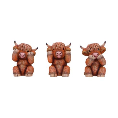 Three Wise Highland Cows 9.6cm Animals Easter