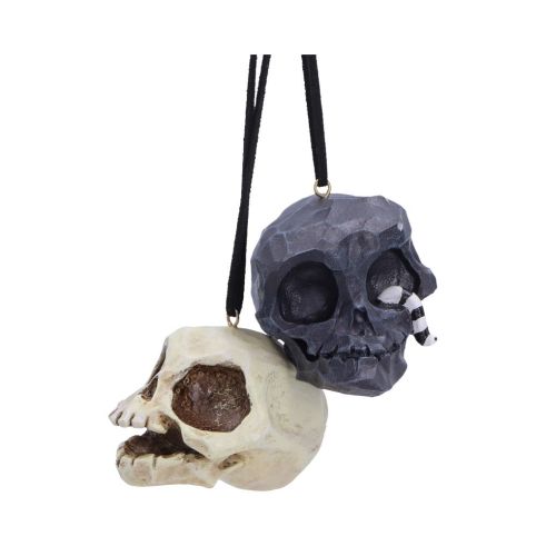 Grim and Grin Hanging Ornaments (Set of 2) Skulls Spooky Season
