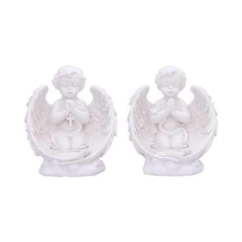 Whispers to Heaven Tea Light Holders (Set of 2) 12.7cm Cherubs Easter