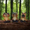 Three Wise Foxes 8.5cm Animals Trois Sagesses
