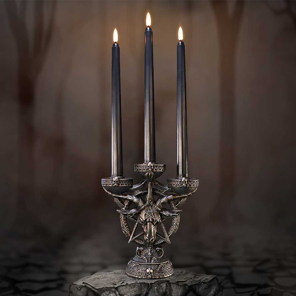 Baphomet's Radiance Gothic Candelabra with LED Candles