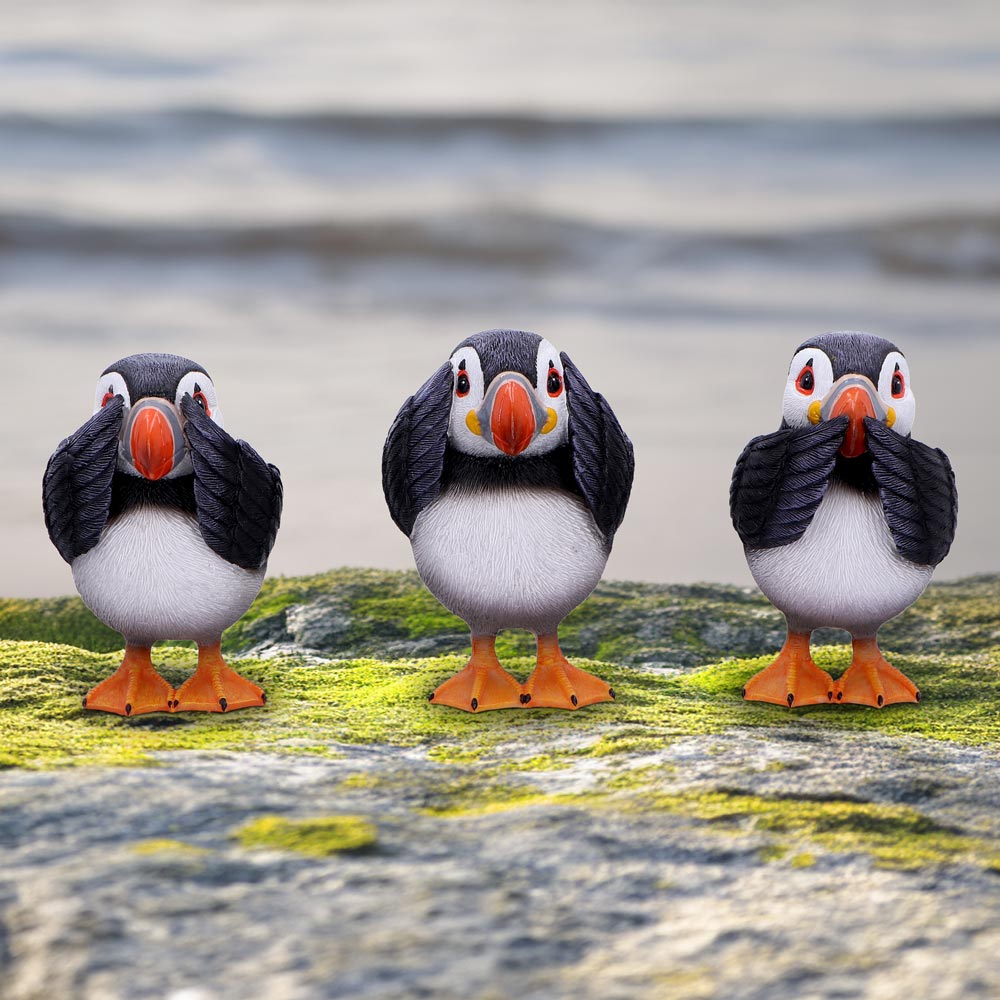 Three Wise Puffin Figurines