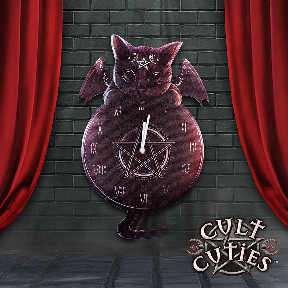 Cult Cuties Malpuss Wall Hanging Clock with Swinging Tail