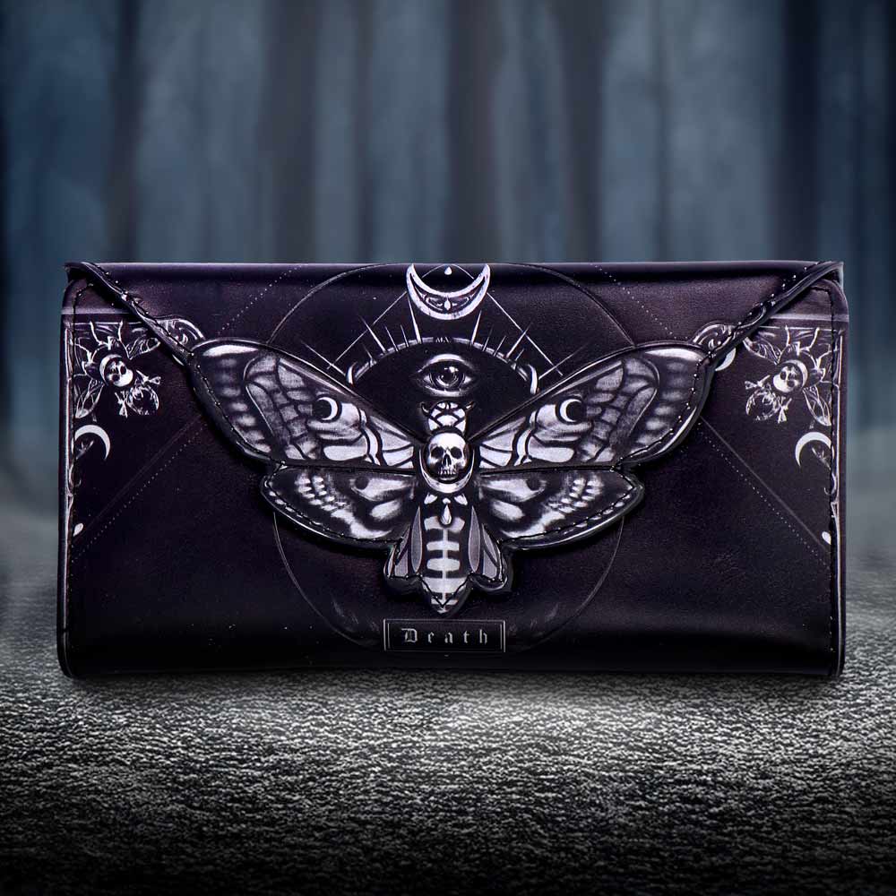 Deaths Head Moth Embossed Gothic Purse 9.5cm