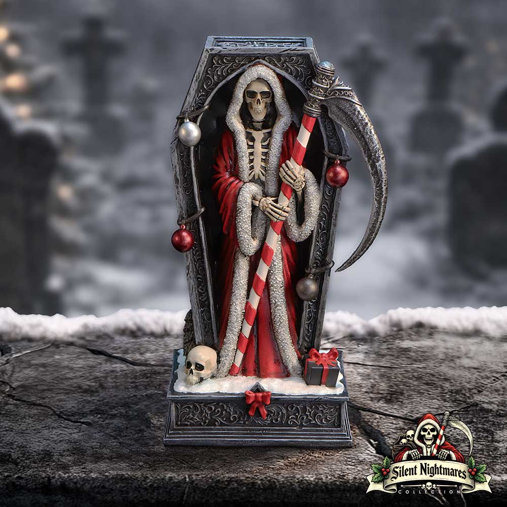 Merry Cryptmas Christmas Reaper Coffin Figurine 17.5cm