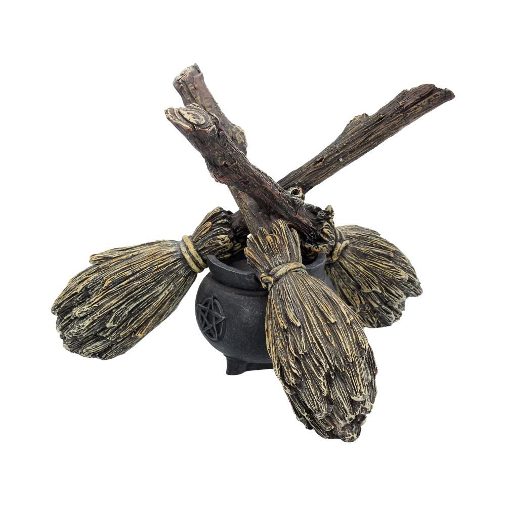 Witch Wiccan Witchcraft Broomstick Crystal Ball Holder 17cm