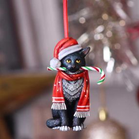 Candy Cane Cat Hanging Ornament (LP) 9cm