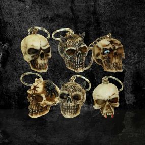 Skull Keyrings (3cm) (Pack of 6)