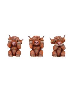 Three Wise Highland Cows 9.6cm Animals NN Small Figurines
