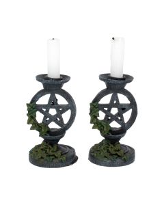 Aged Pentagram Candlesticks 13.4cm Witchcraft & Wiccan Withcraft and Wiccan Product Guide