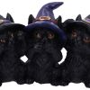 Three Wise Black Cats 11.5cm Cats Stock Arrivals