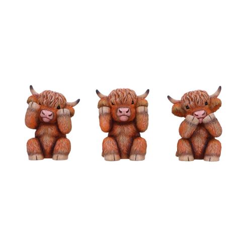 Three Wise Highland Cows 9.6cm Animals Out Of Stock