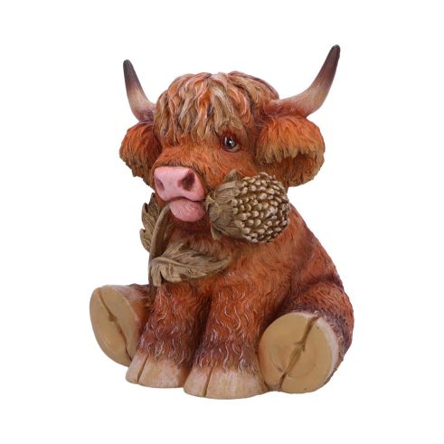 Highland Cow with Thistle Figurine 10.5cm Resin Statue
