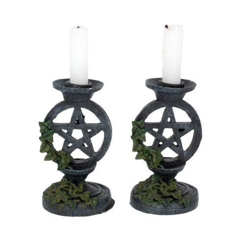 Aged Pentagram Candlesticks 13.4cm Witchcraft & Wiccan Gifts Under £100
