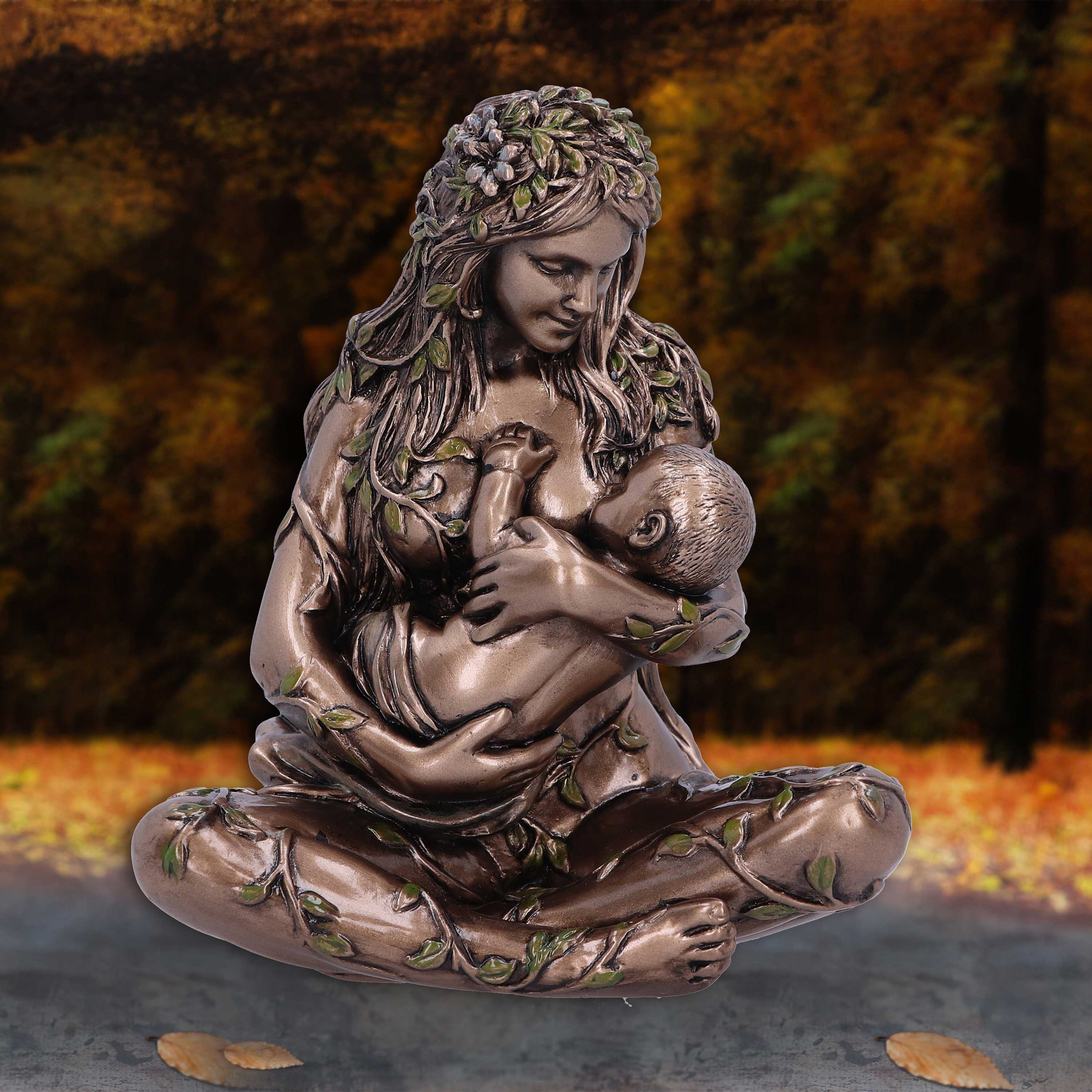Earth Mother and baby bronze figurine