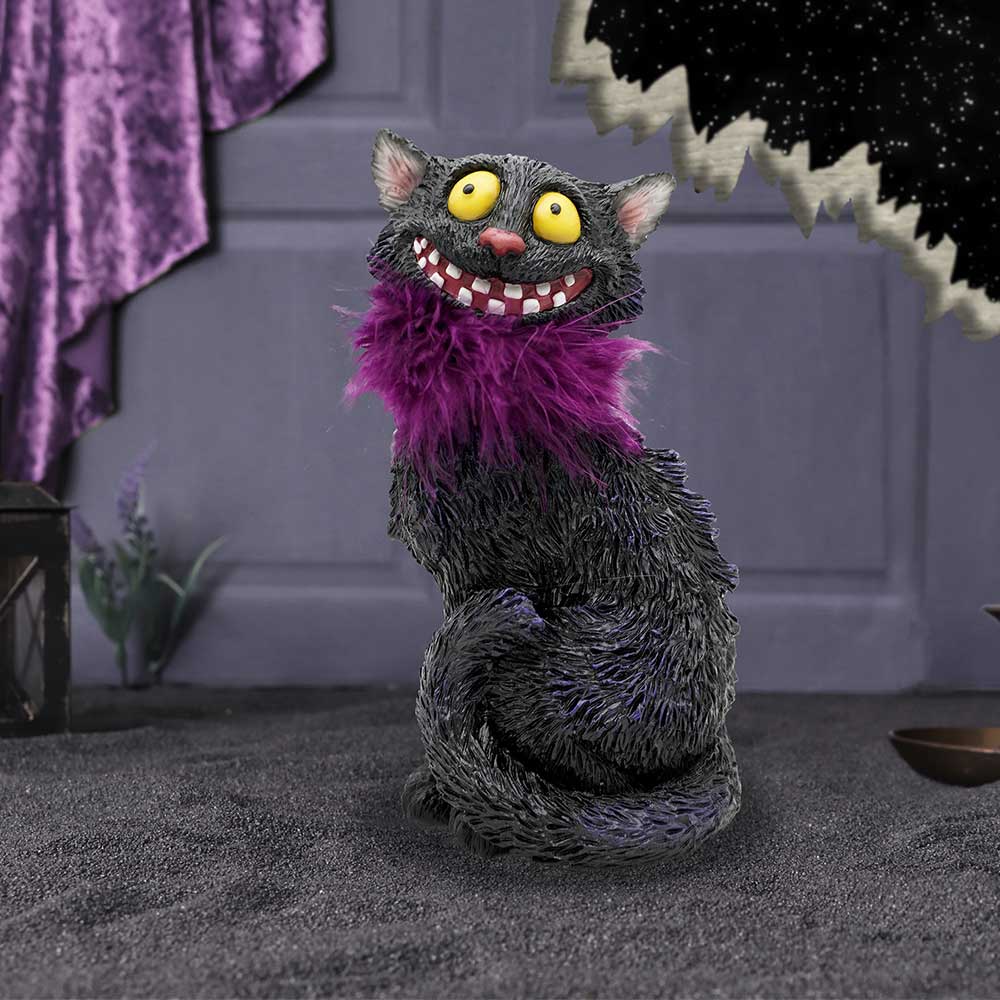 Furgus Black Cat Feather Boa Figurine 19.5cm