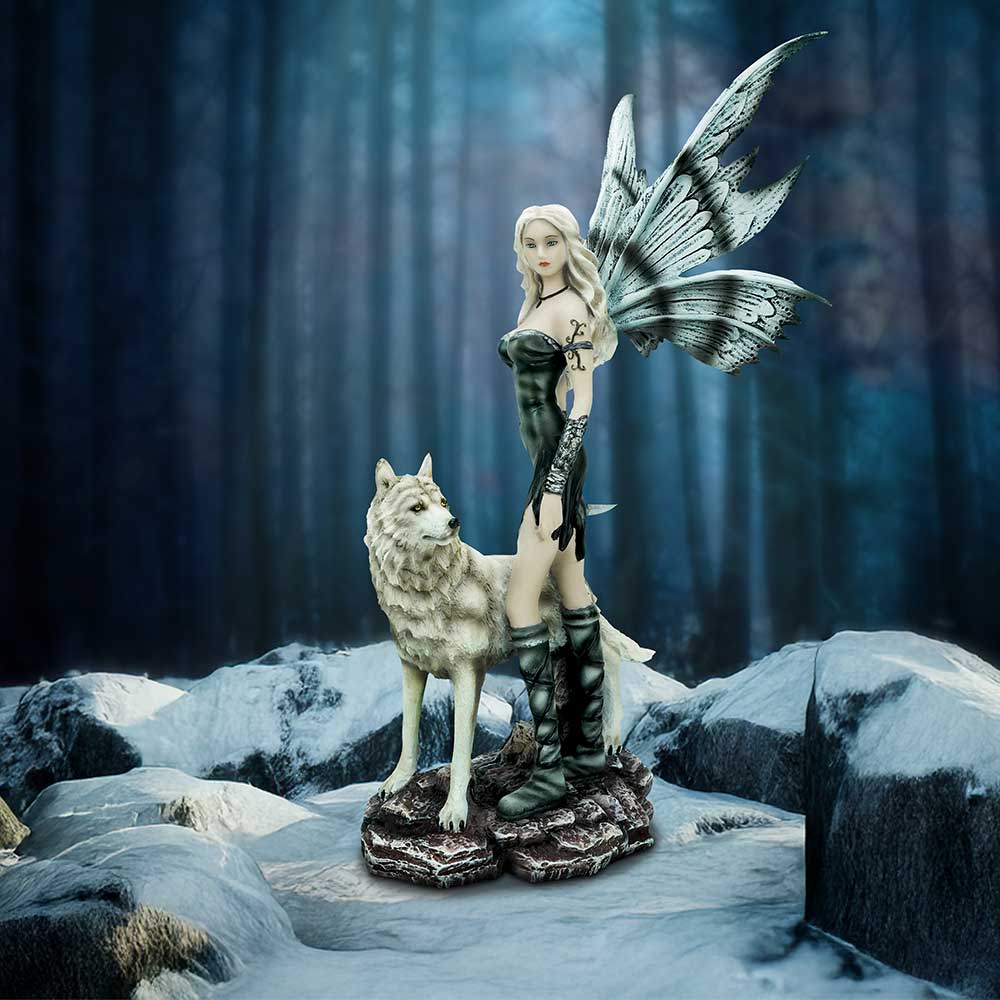 Esarosa  Gothic Fairy with Wolf Companion Figurine