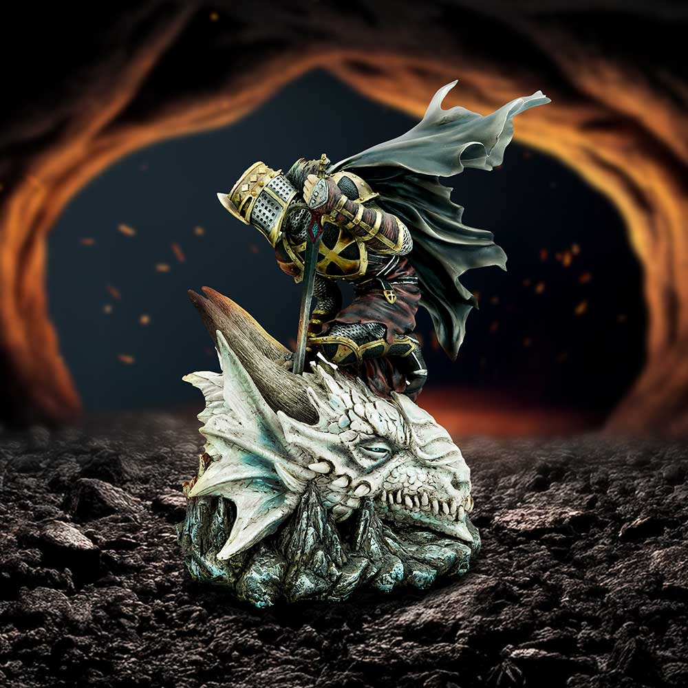 The Price of Valour  Heroic Knight Over Slain Dragon Figurine