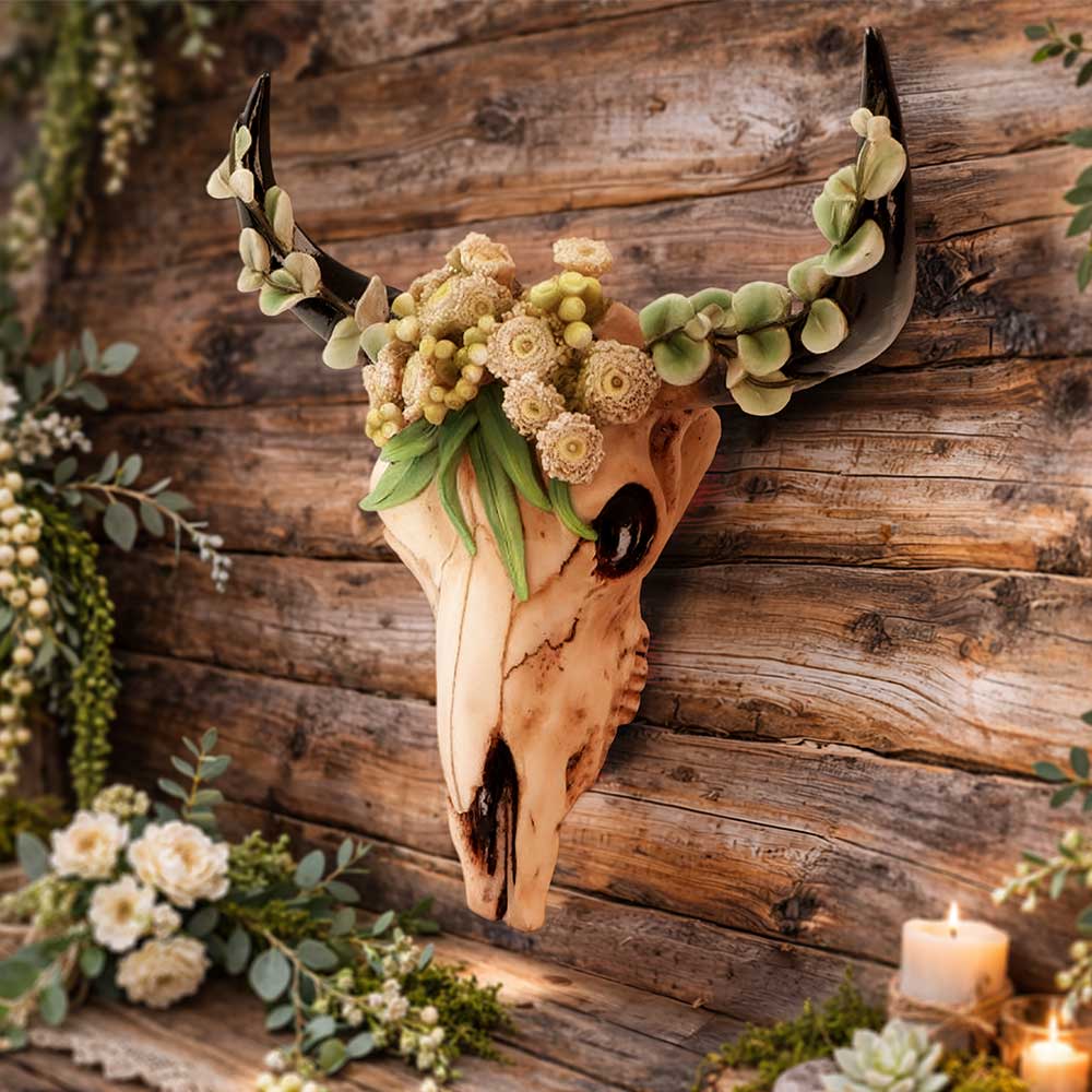 Floral Crown Skull Ornament 27.5cm