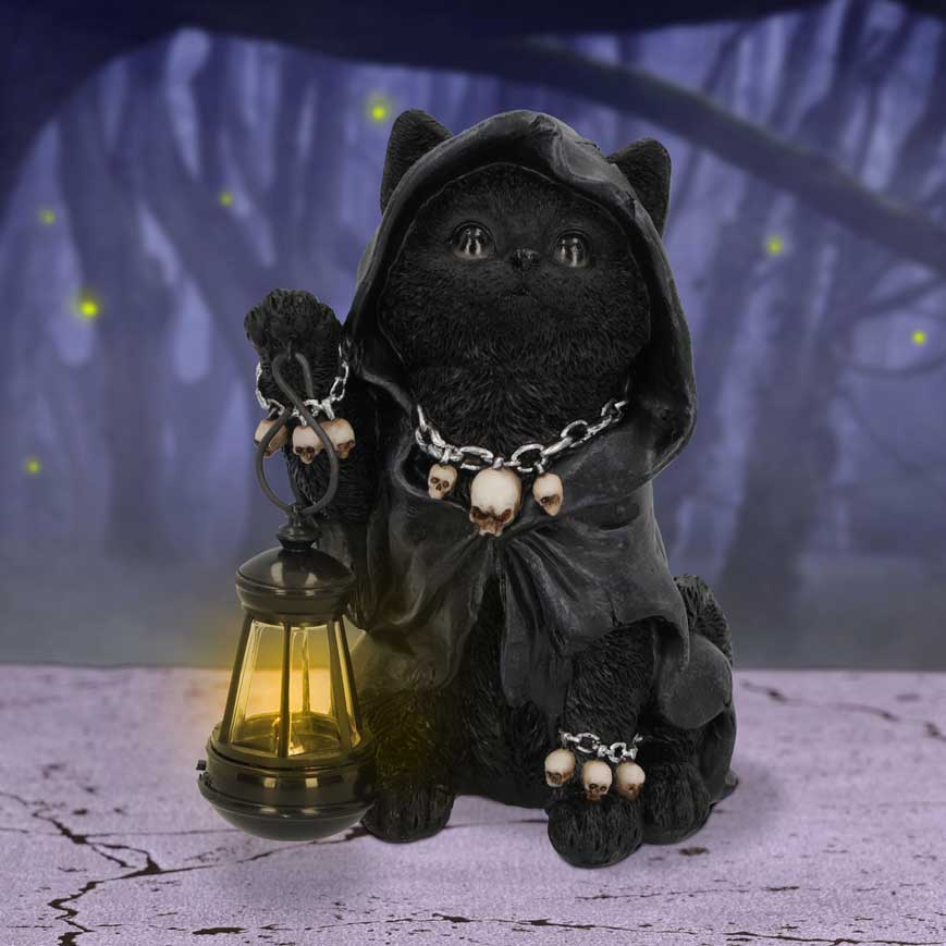 Reapers Feline Lantern Grim Reaper Cat Figurine 18.5cm