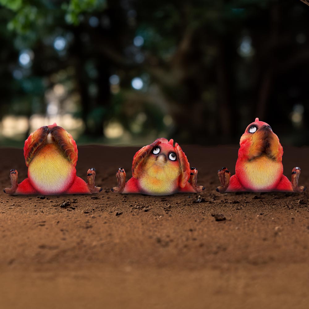 Comical Three Wise Bird Figurines