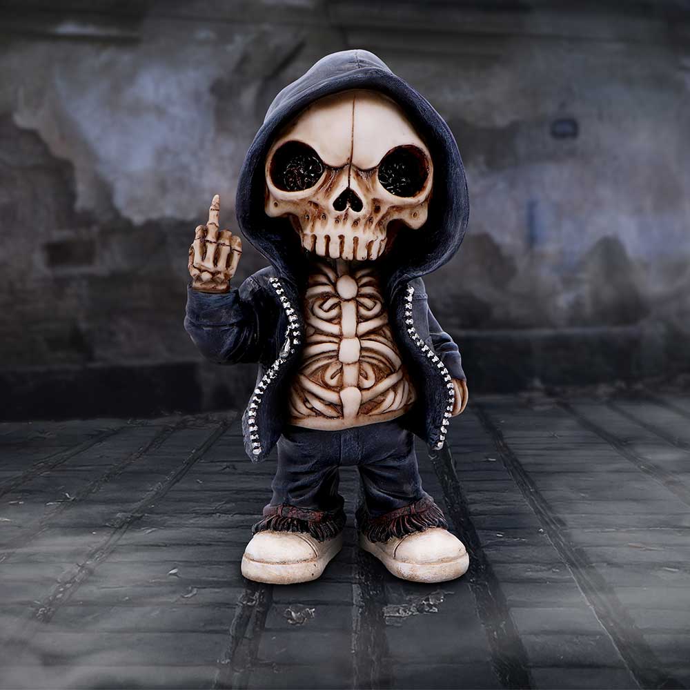 Flip the Bird  A Bold and Rebellious Street Art Inspired Reaper Figurine