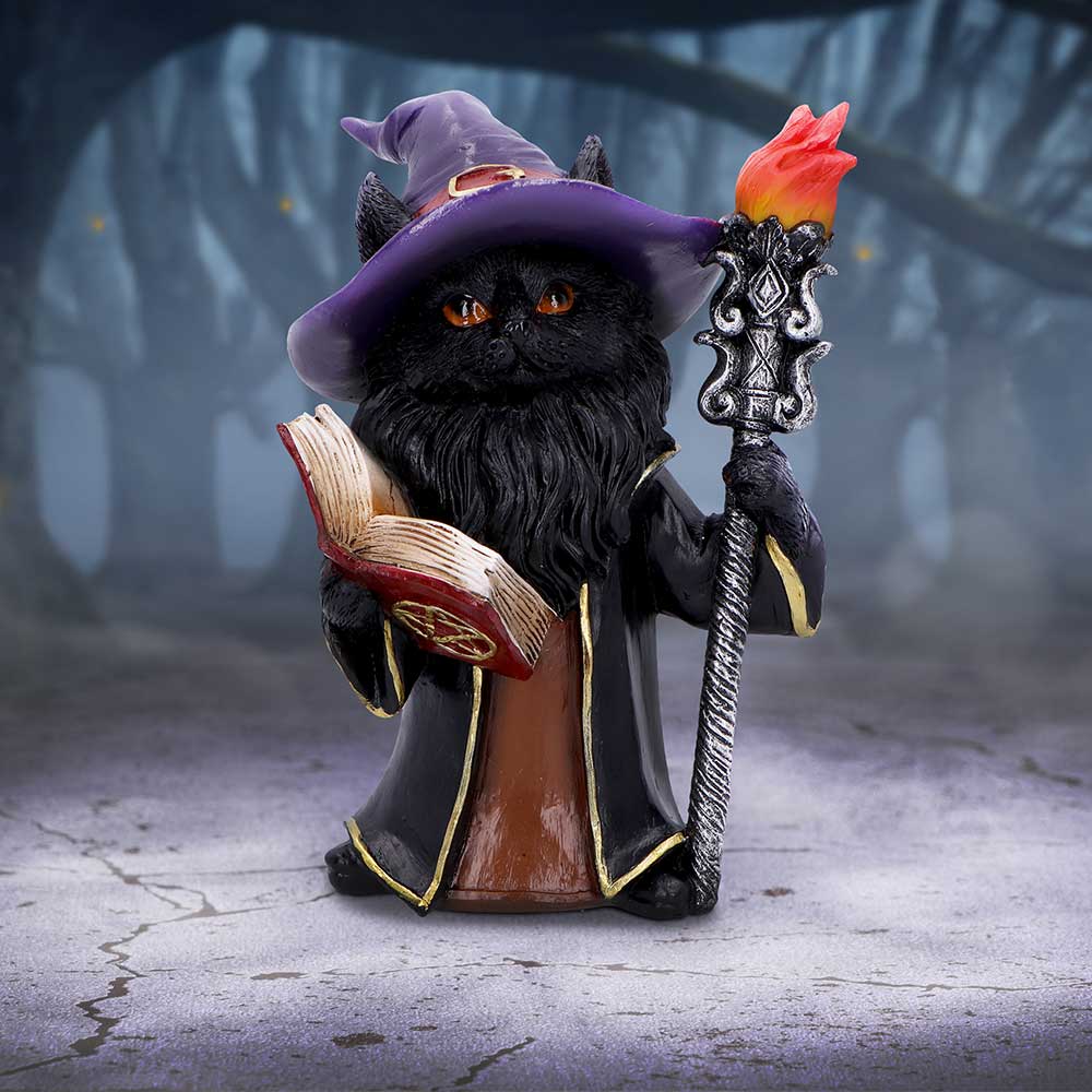 Albus  The Black Wizard Cat Figurine