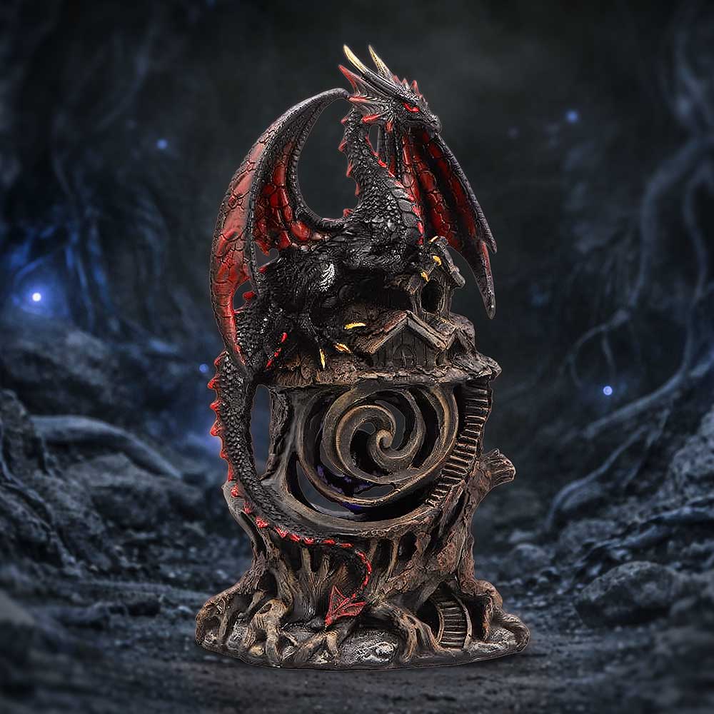 Light-up Red and Black Dragon Hollow Figurine 23.5cm